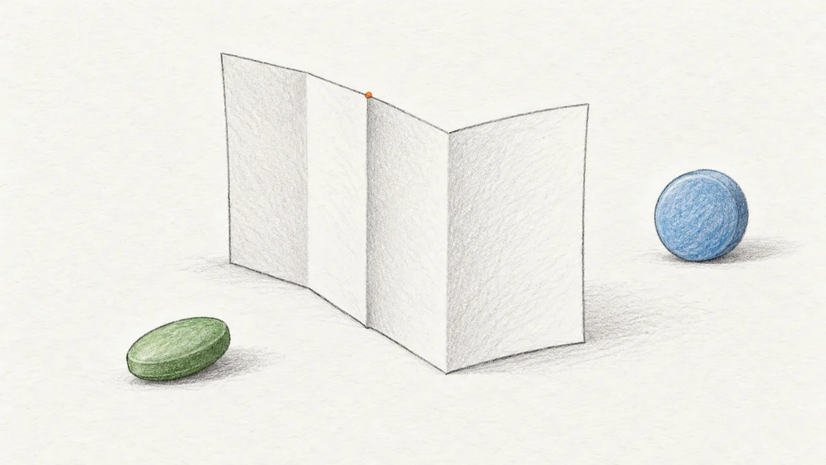 Twee verschillende getekende tabletten gescheiden door een opengevouwen blanco bijsluiter